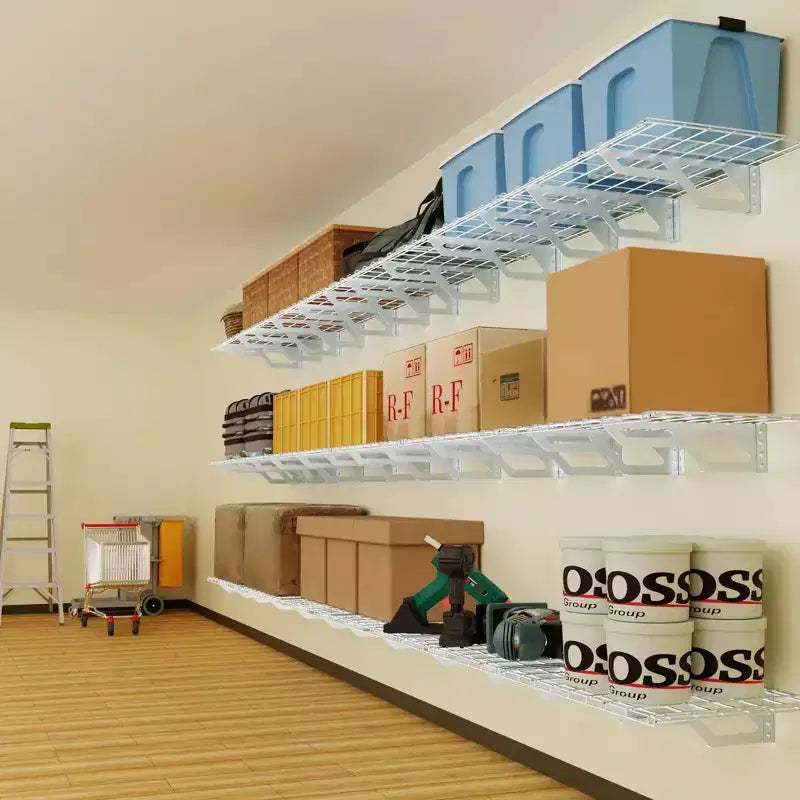 Atlas Shelving 2pk 2'x3' Wall Shelf Garage Storage Rack 400 lbs White