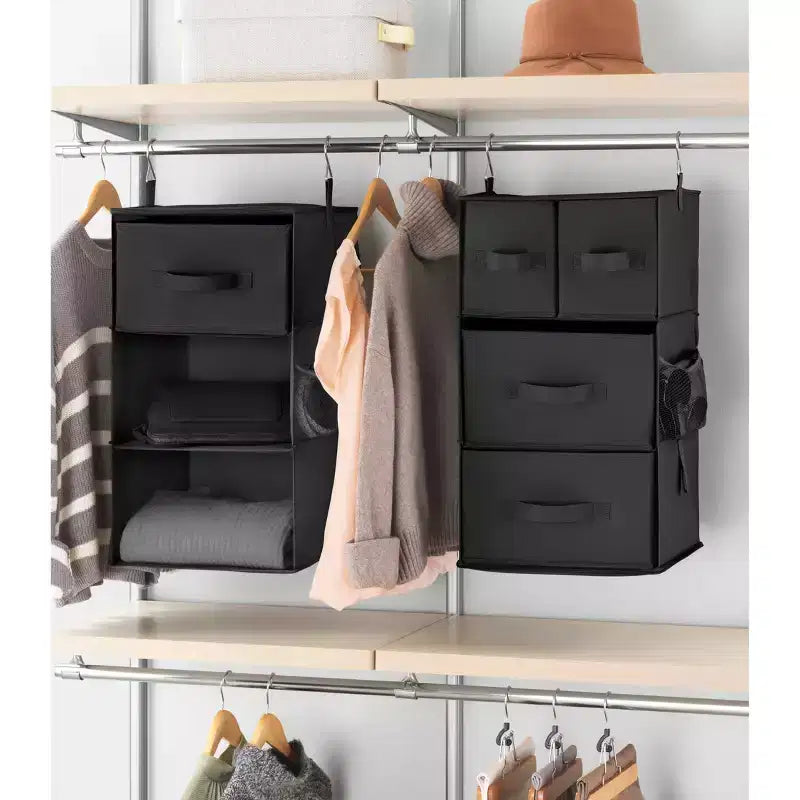 Multifunctional Hanging Closet Organizer with 5 Shelves - Black