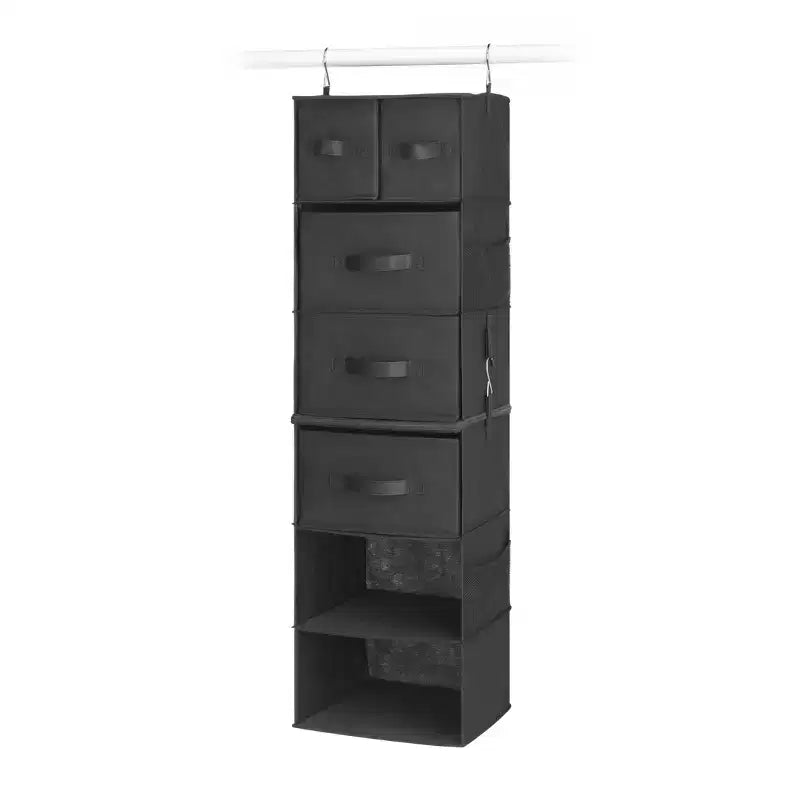 Multifunctional Hanging Closet Organizer with 5 Shelves - Black