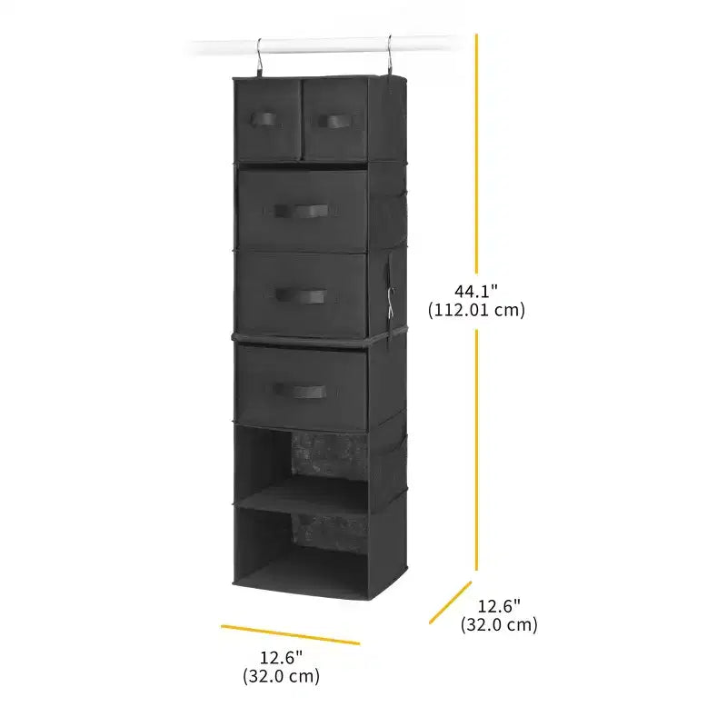 Multifunctional Hanging Closet Organizer with 5 Shelves - Black