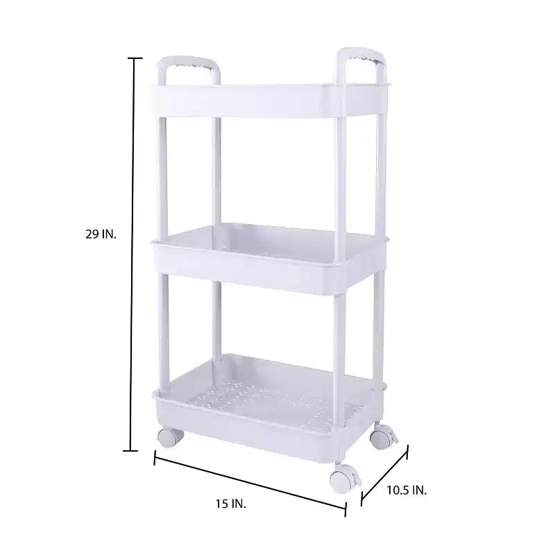 3-Tier Rolling Utility Cart with Wheels - White