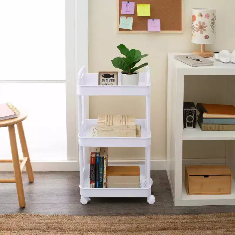 3-Tier Rolling Utility Cart with Wheels - White