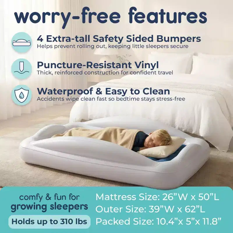 Inflatable Toddler Travel Bed - Gray