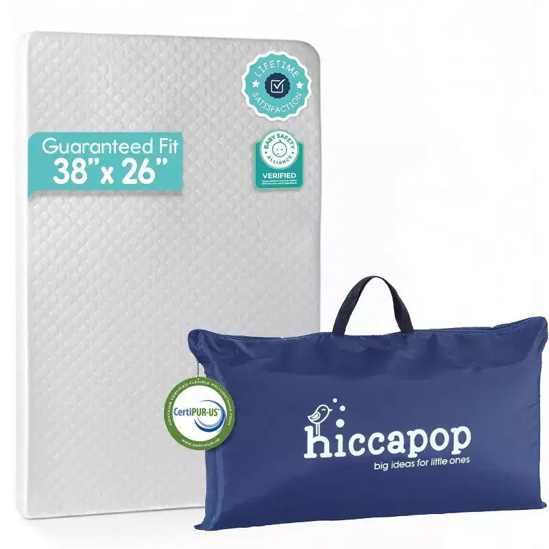 Pack and Play Mattress - White, Medium Firm, 38x26x1.25", Waterproof Cover