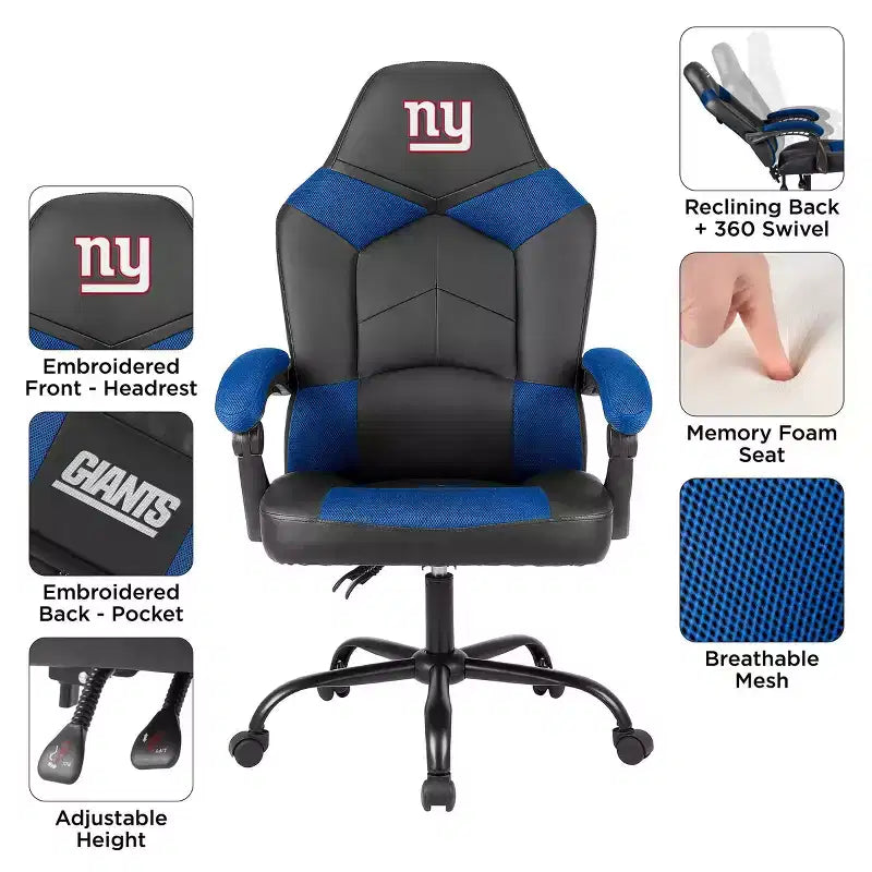 Oversized Swivel Office Chair with Team Logo - New York Giants