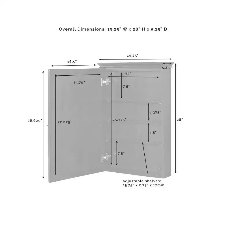 Lydia Wall Cabinet with Mirror - Warm White