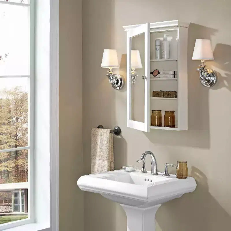 Crosley Lydia Wall Cabinet with Mirror Warm White