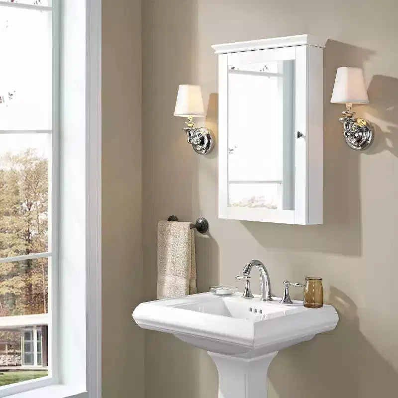 Crosley Lydia Wall Cabinet with Mirror Warm White