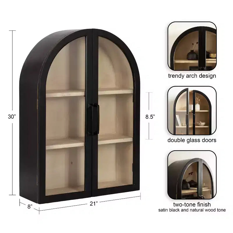 21"x30" Arch Wall Cabinet - Black