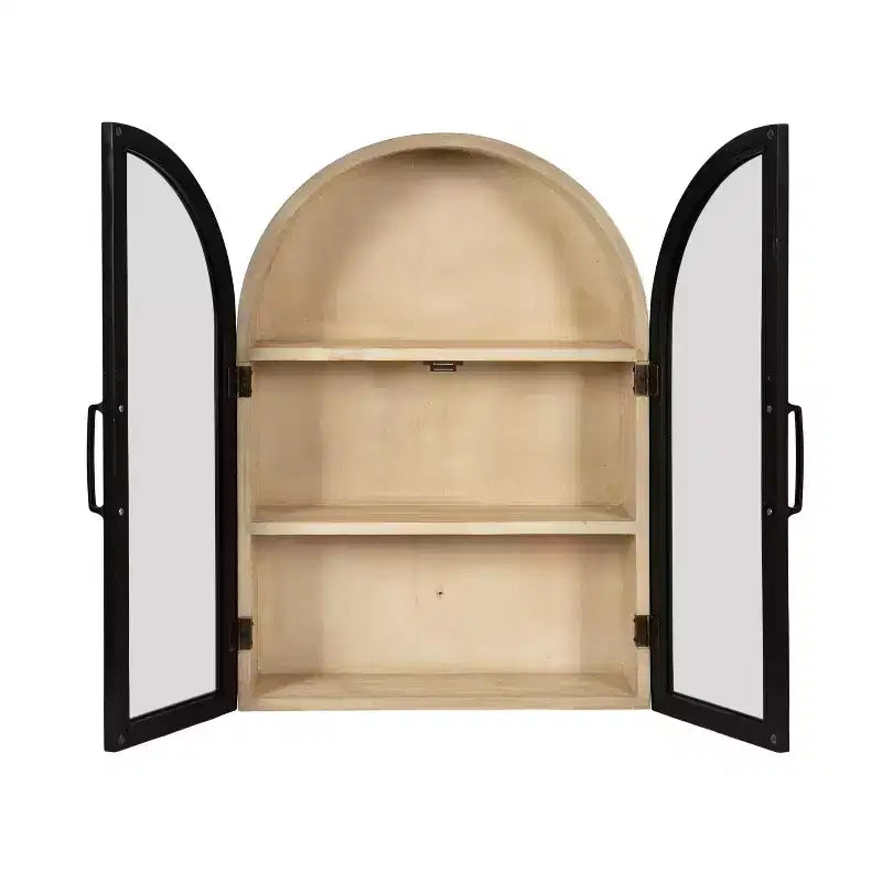 Kate & Laurel All Things Decor 21"x30" Arcott Arch Wall Cabinet Black