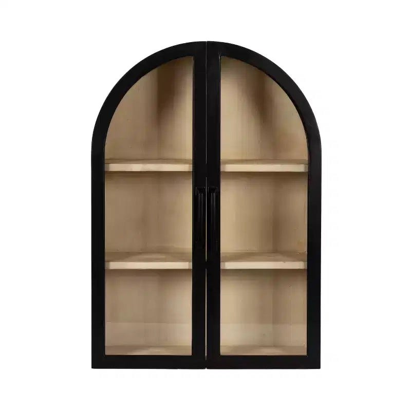 Kate & Laurel All Things Decor 21"x30" Arcott Arch Wall Cabinet Black