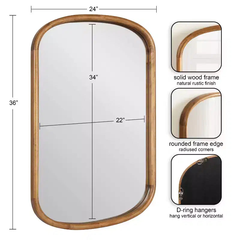 Talma 24"x36" Capsule Wall Mirror - Rustic Brown