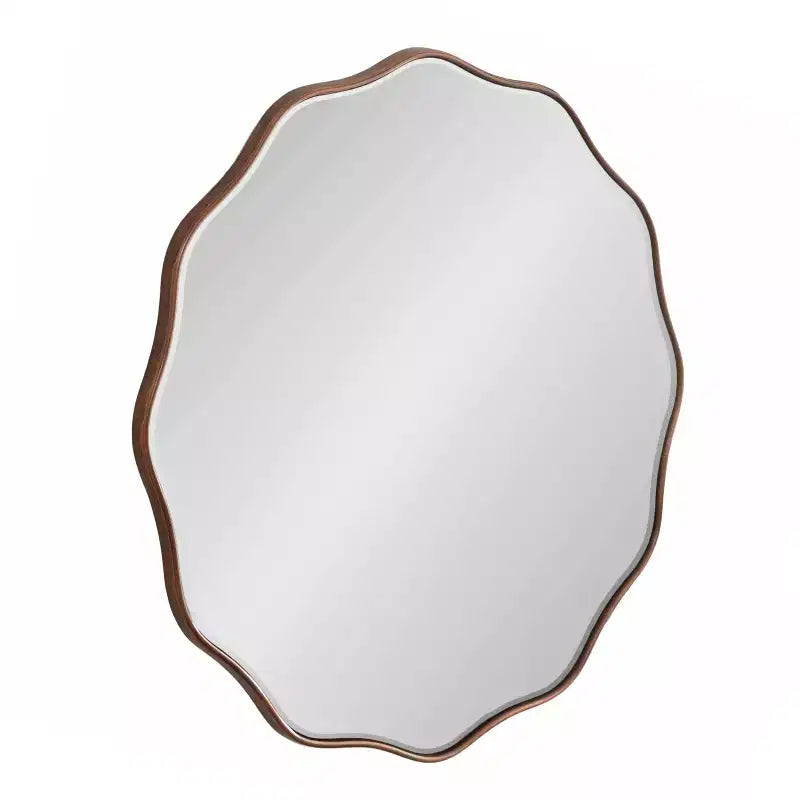 Kate & Laurel All Things Decor 26" Viona Round Scalloped Mirror Diameter Bronze