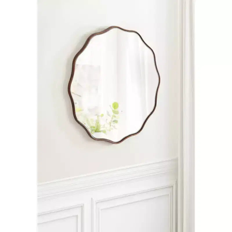 26" Round Scalloped Wall Mirror - Bronze