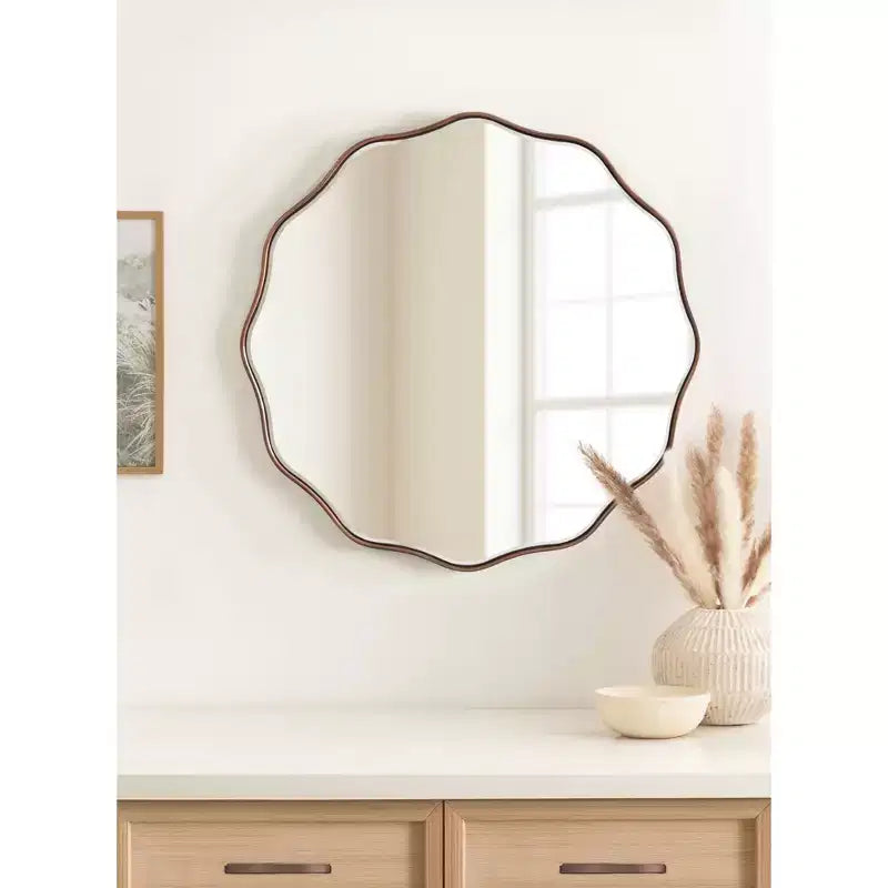 26" Round Scalloped Wall Mirror - Bronze