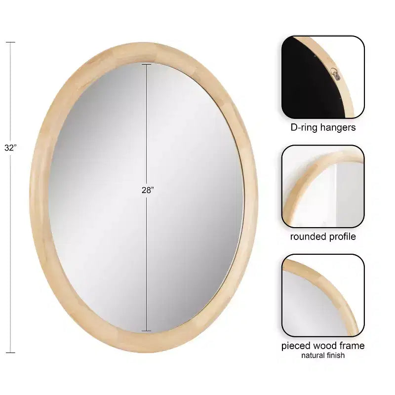 Kate & Laurel All Things Decor 32"X32" Dessa Round Wall Mirror Natural