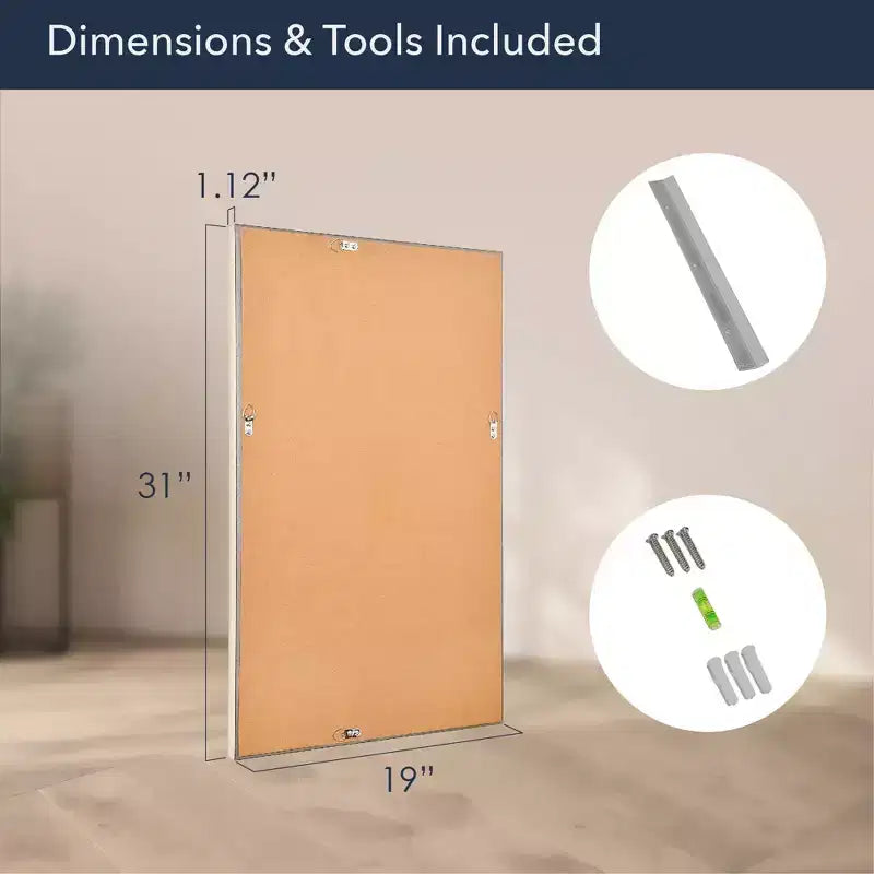 12"x24" Brushed Nickel Bathroom Wall Mirror