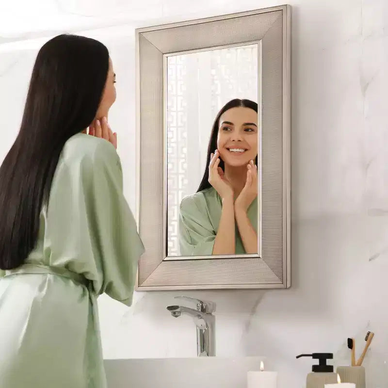 12"x24" Brushed Nickel Bathroom Wall Mirror
