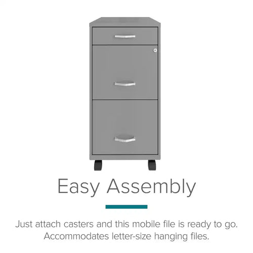 18" Deep 3-Drawer Mobile Vertical File Cabinet - Arctic Silver