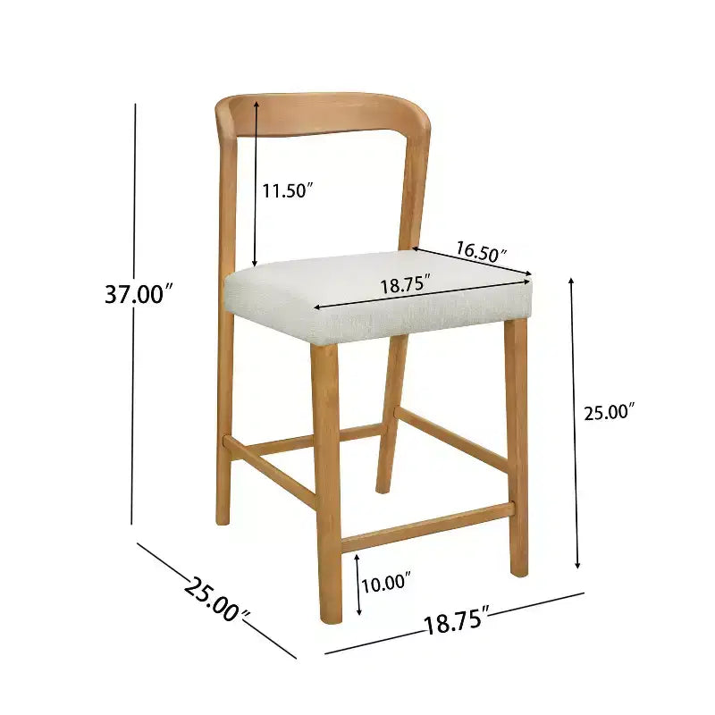 Christopher Knight Home Set of 2 Zion Contemporary Rubberwood Upholstered with Curved Open Back Counter Height Barstools Natural