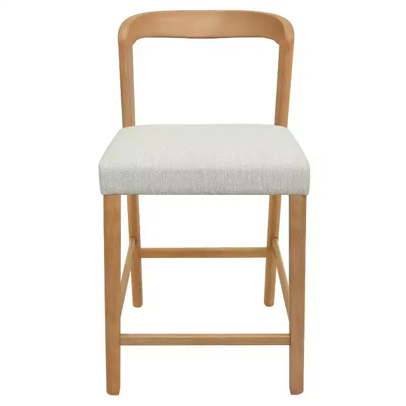 Christopher Knight Home Set of 2 Zion Contemporary Rubberwood Upholstered with Curved Open Back Counter Height Barstools Natural