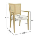 Set of 2 Nolan Rubberwood Dining Arm Chairs with Cane Webbing - Beige/Light Ash