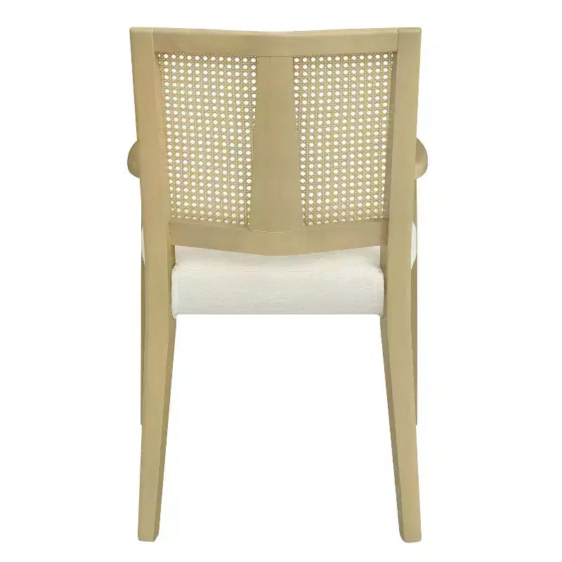 Set of 2 Nolan Rubberwood Dining Arm Chairs with Cane Webbing - Beige/Light Ash