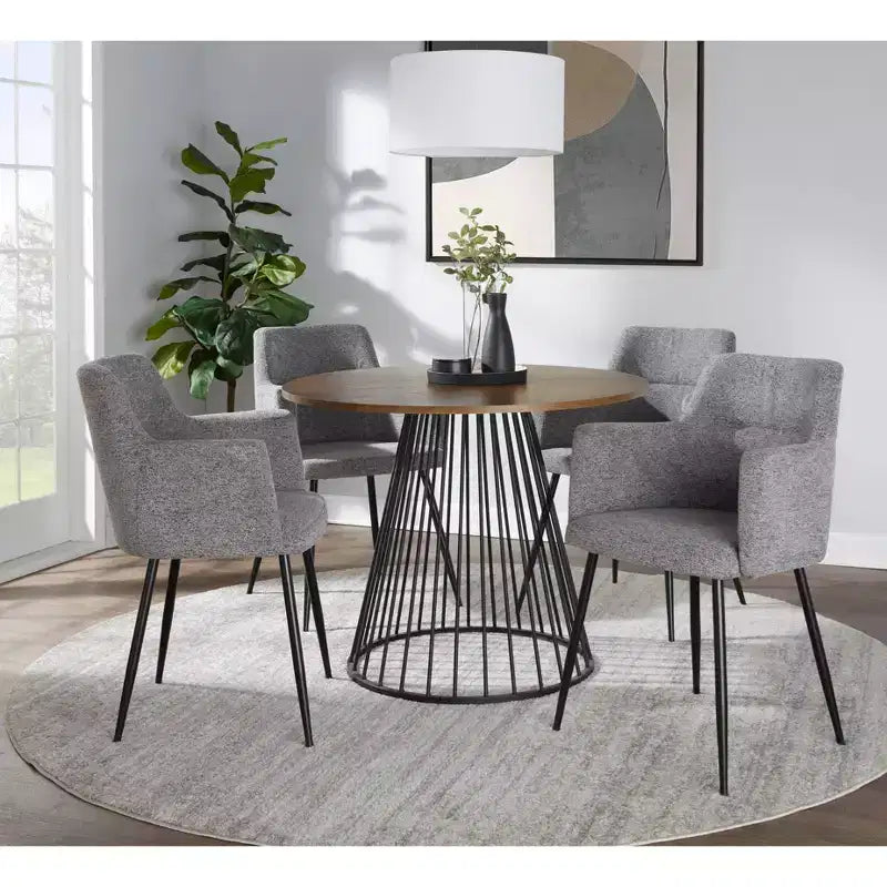 Canary Wood Dining Table - Black Metal/Walnut