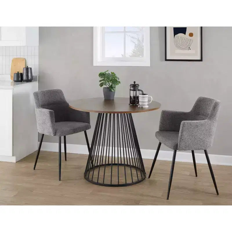 Canary Wood Dining Table - Black Metal/Walnut
