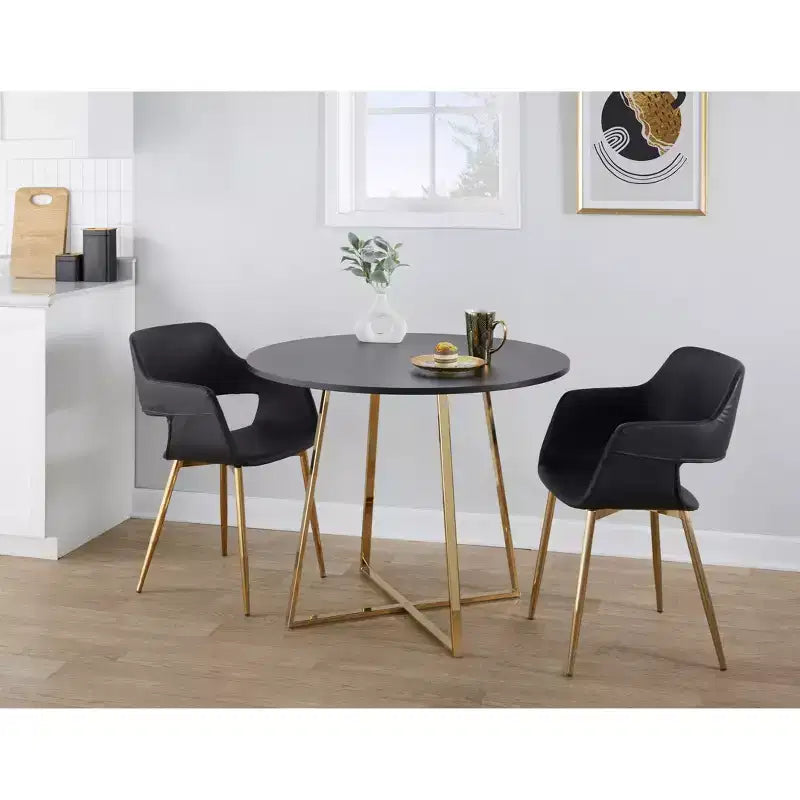 MDF Dining Table - Gold/Black
