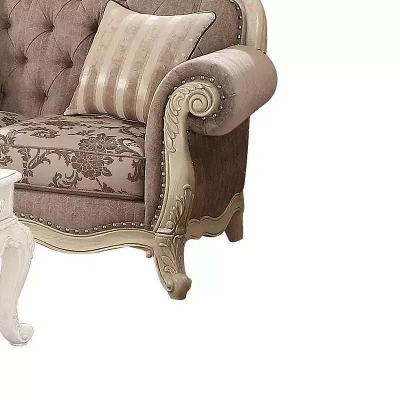 Acme Furniture 71" Ragenardus Sofa Gray Fabric/Antique White