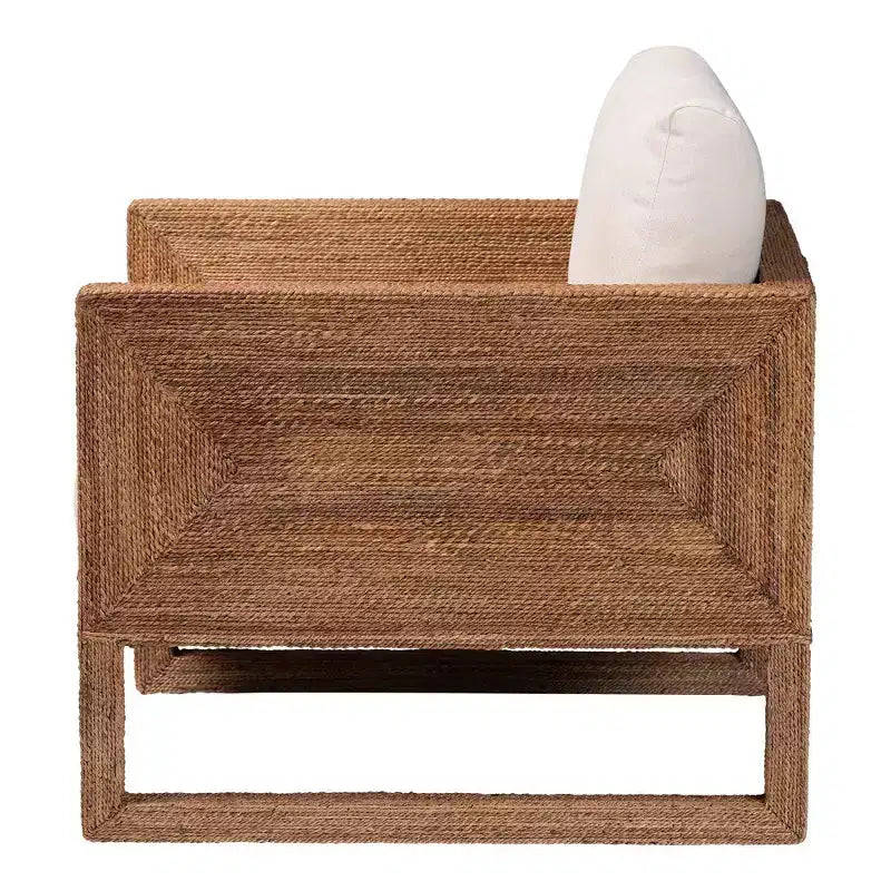 Helina Seagrass & Acacia Wood Arm Chair - Bleached Light Brown