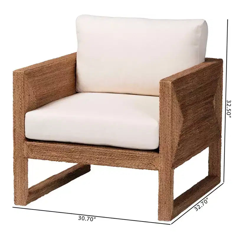 Helina Seagrass & Acacia Wood Arm Chair - Bleached Light Brown
