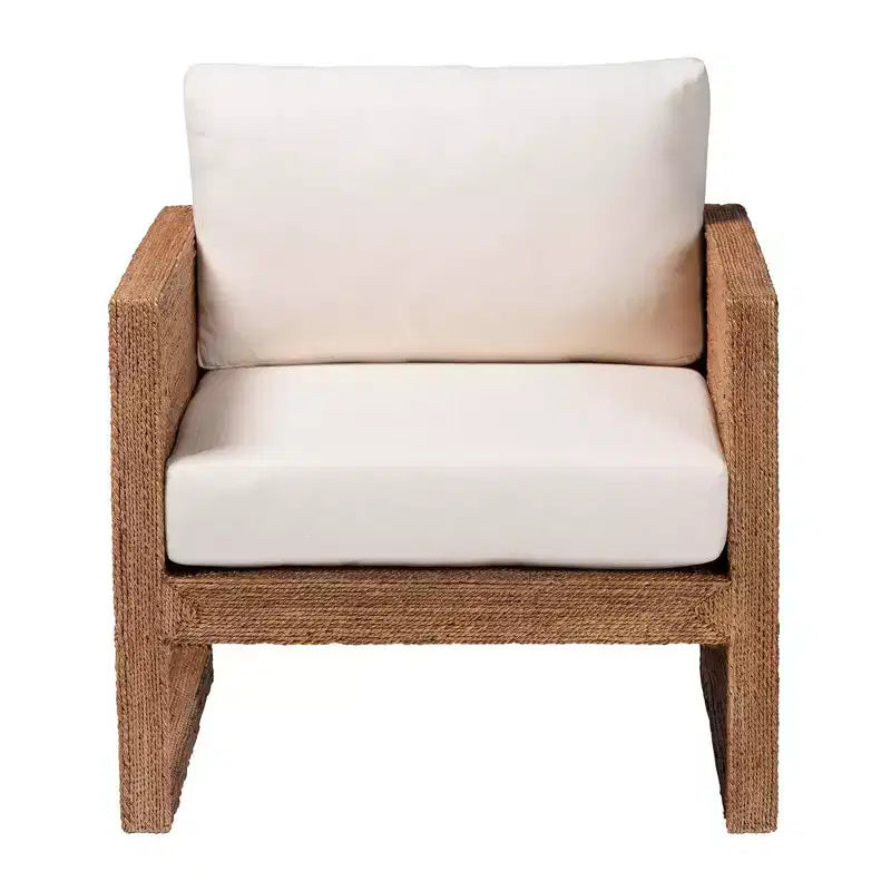 Helina Seagrass & Acacia Wood Arm Chair - Bleached Light Brown