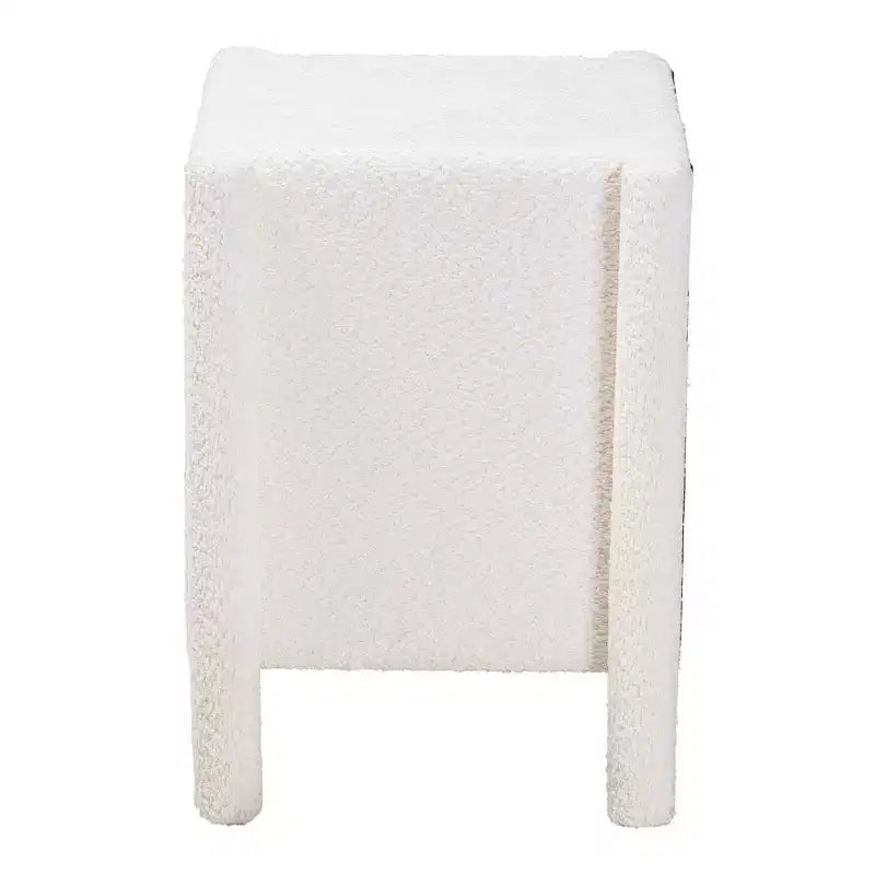 Teddy Bear Fabric 2-Drawer Nightstand - White