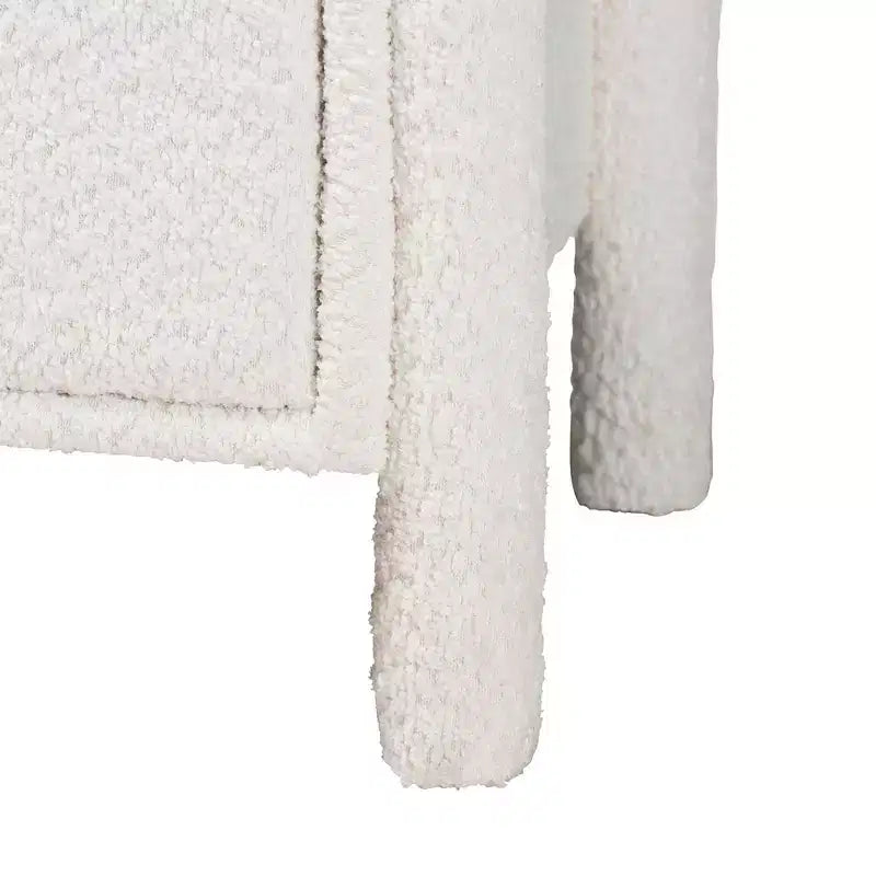 Teddy Bear Fabric 2-Drawer Nightstand - White