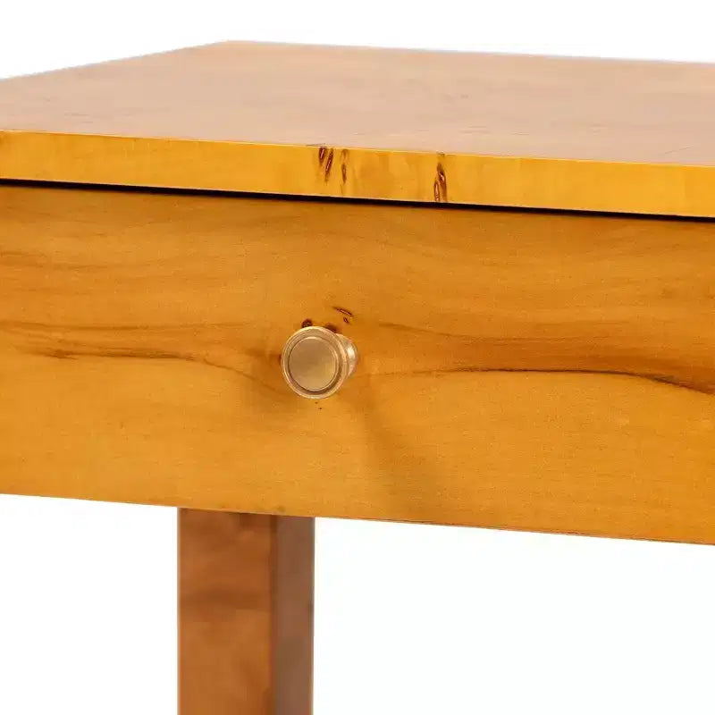 Azmi Burl Wood 2-Drawer Nightstand - Light Mappa Burl