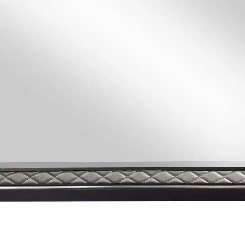 Acme Furniture Nicola Dresser Mirror Silver Synthetic Leather/Black Finish
