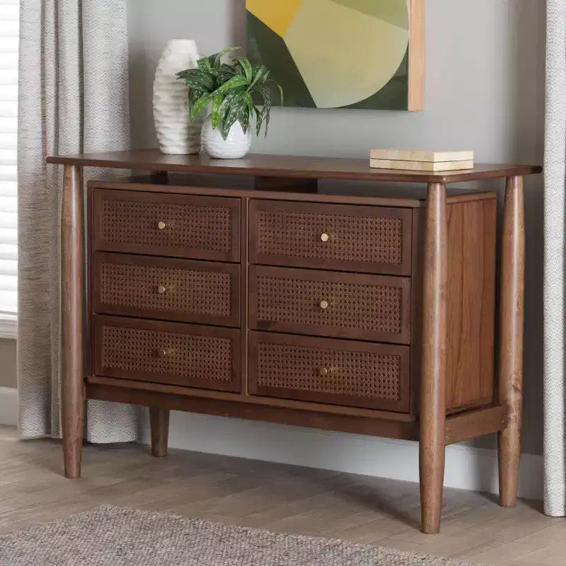 Alyssa Wood 6-Drawer Dresser - Walnut Brown