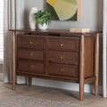 Wood 6-Drawer Dresser - Walnut Brown