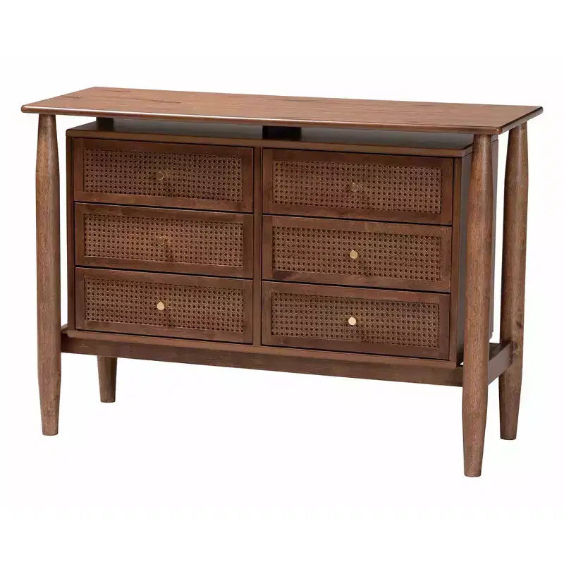 Baxton Studio Alyssa Wood 6 Drawer Dresser Walnut Brown