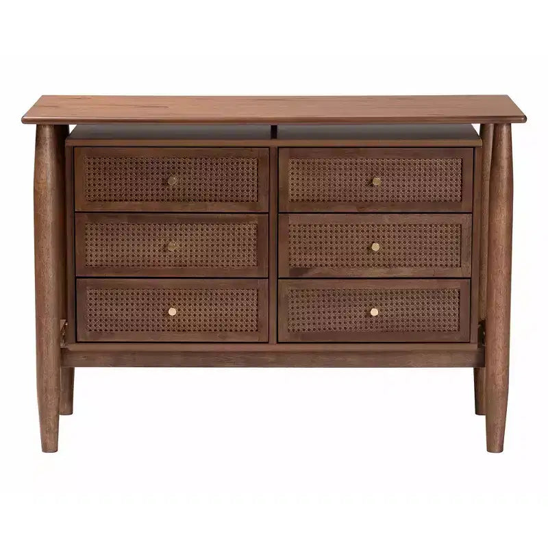 Alyssa Wood 6-Drawer Dresser - Walnut Brown