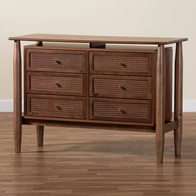 Alyssa Wood 6-Drawer Dresser - Walnut Brown