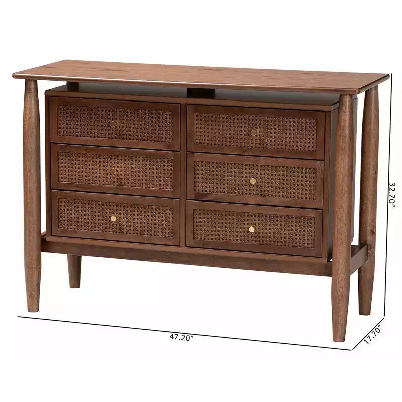 Alyssa Wood 6-Drawer Dresser - Walnut Brown