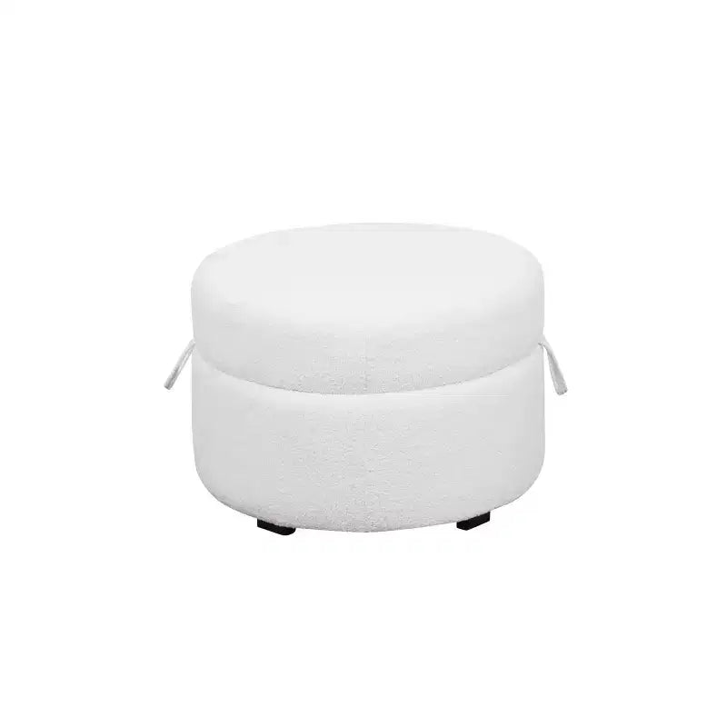Suranne Oval Boucle Storage Ottoman - Cream White