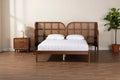Cascadia King Size Wingback Platform Bed - Walnut Brown Rattan