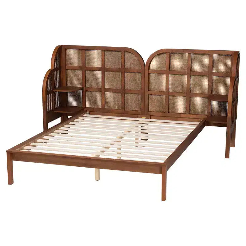 Baxton Studio King Size Cascadia Wood Wingback Platform Bed Walnut Brown