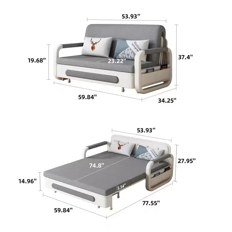 Farmhouse 59.84" Sleeper Sofa Convertible with Storage Base