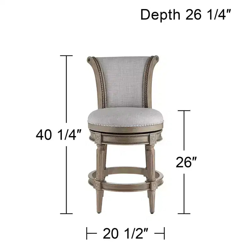 55 Downing Street Oliver 26 High Ash Gray and Oak Traditional Swivel Counter Stool