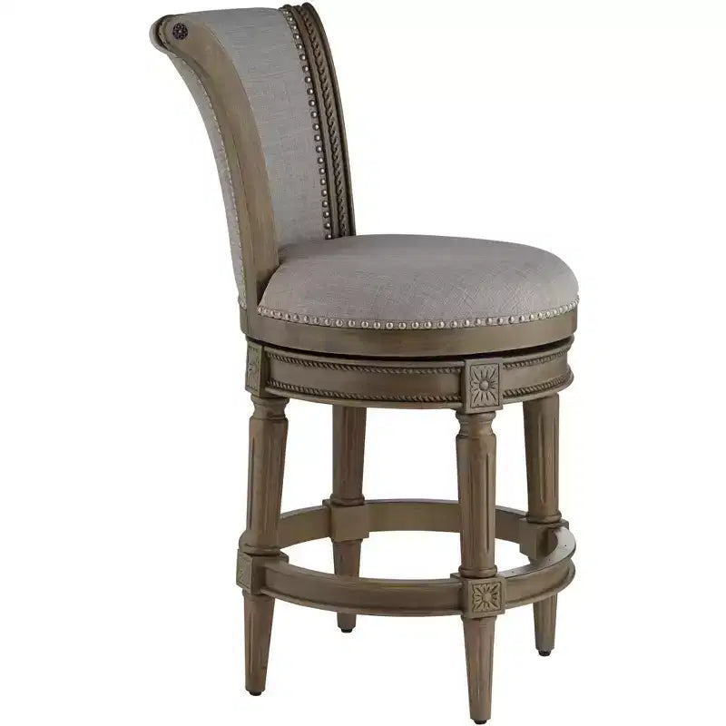 55 Downing Street Oliver 26 High Ash Gray and Oak Traditional Swivel Counter Stool